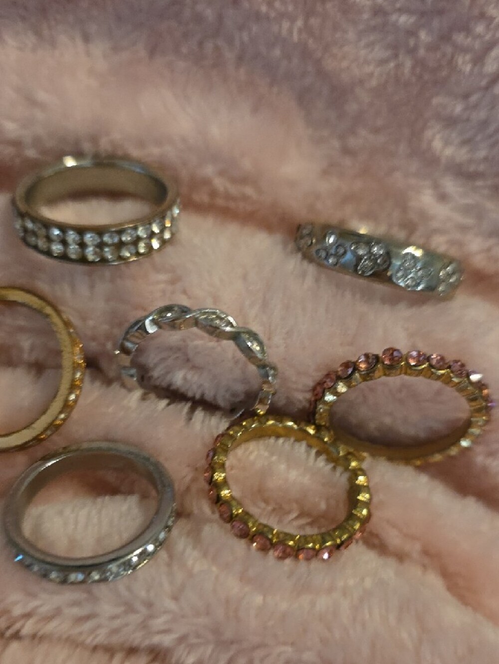 Crystal-Embellished Mixed Metal Stackable Rings - Gold & Silver - Picture 4 of 5